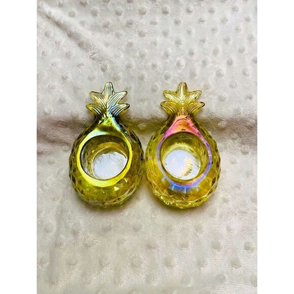 Yankee Candle Iridescent Glass Pineapple Tealight Candle Holders (2)-NEW - Picture 2 of 6